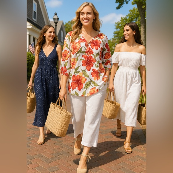 26W Avenue 26W Baggy Cotton Capri Pant with Comfort Waist - Nantucket Coastal. - Picture 15 of 15